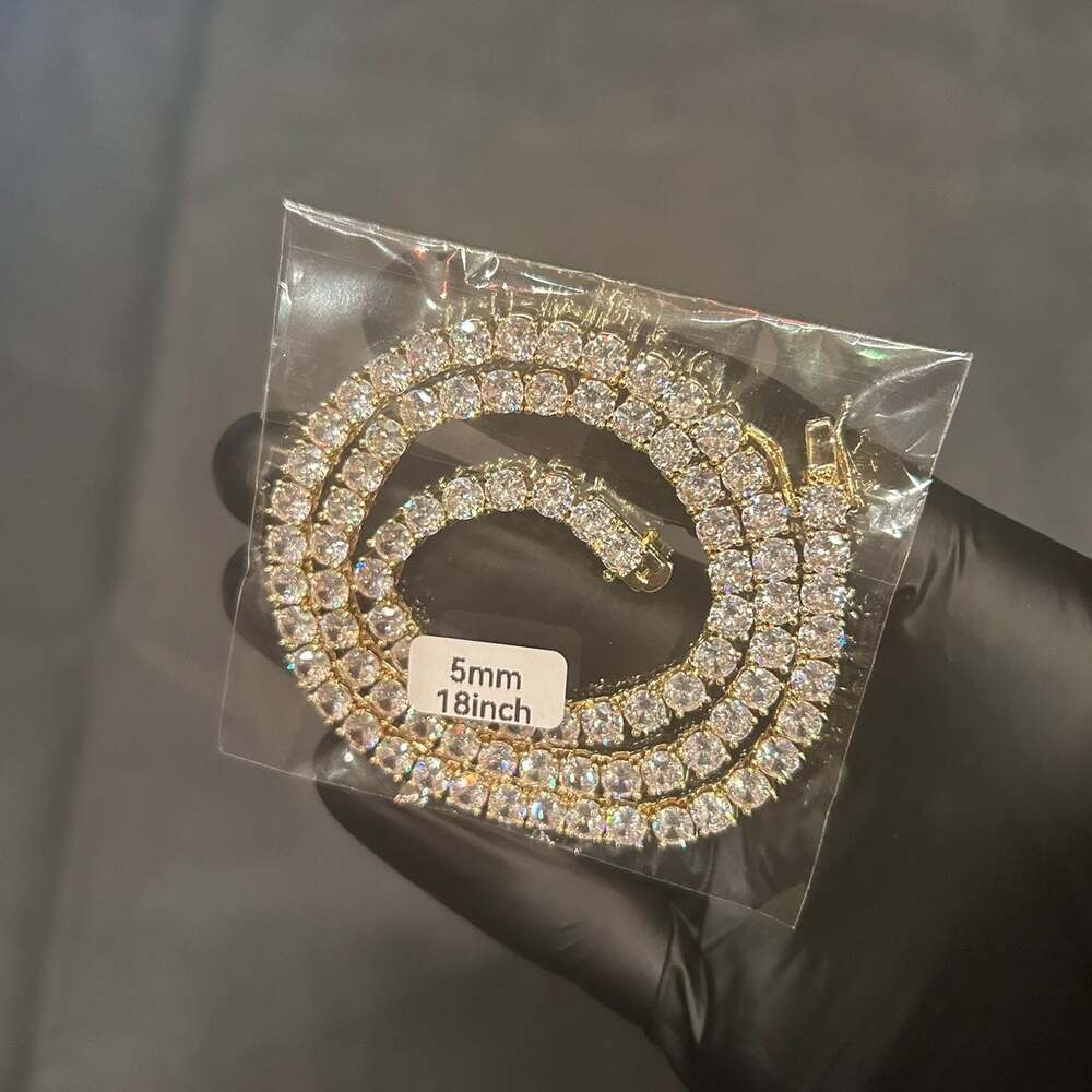 Moissanite Brand New Gold 5mm Tennis Chain 18 Inch